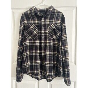 True Religion Flannel Shirt - Size Medium - Plaid Purple And Black -